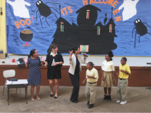 Learning Calypso with students at EBO elementary school