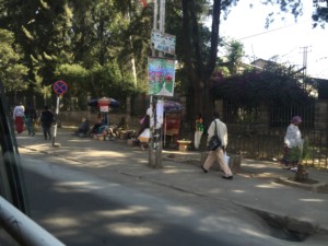 People walking down the street in downtown Addis.